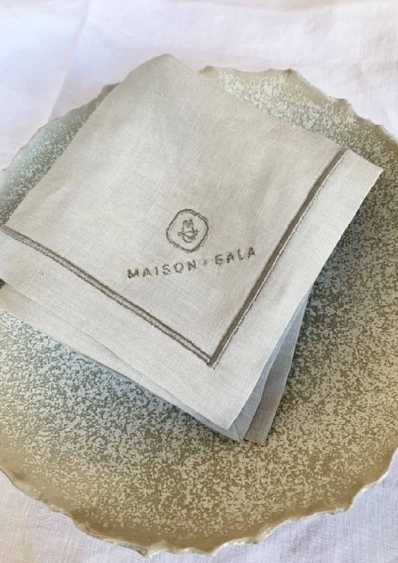 6 serviettes en lin entièrement brodés main nappe 