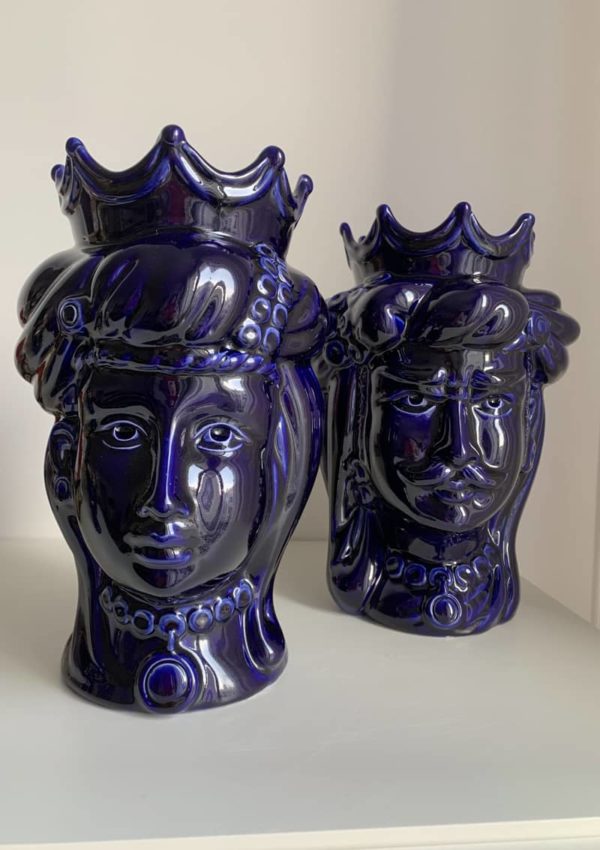 Têtes de maure siciliennes en céramique modele Normand - bleue