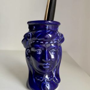 Tête de maure sicilienne en céramique modele Normand - bleue