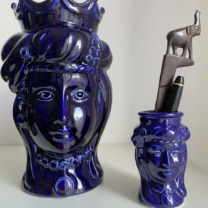Têtes de maure siciliennes en céramique modele Normand - bleu