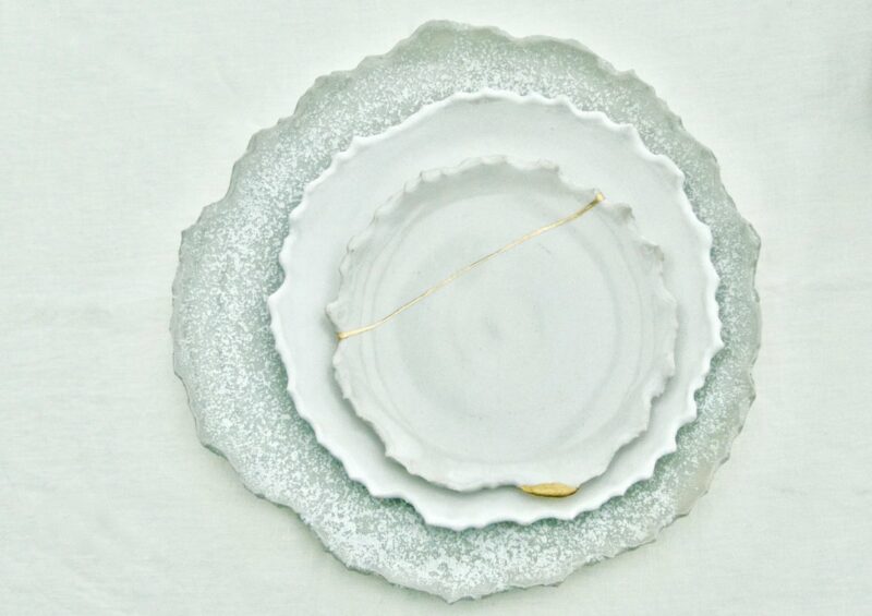 service d'assiette en kintsugi