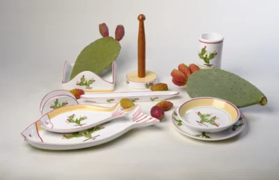 service assiettes en céramique sicilienne décor cactus